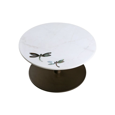 Marble Round with Abalone Shell Inlay Cake StandÂ